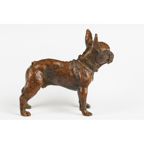 221 - An ornamental bronze figure of a French bulldog, stands approx 6cm in height.