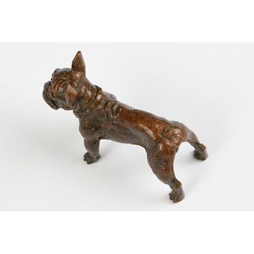 221 - An ornamental bronze figure of a French bulldog, stands approx 6cm in height.