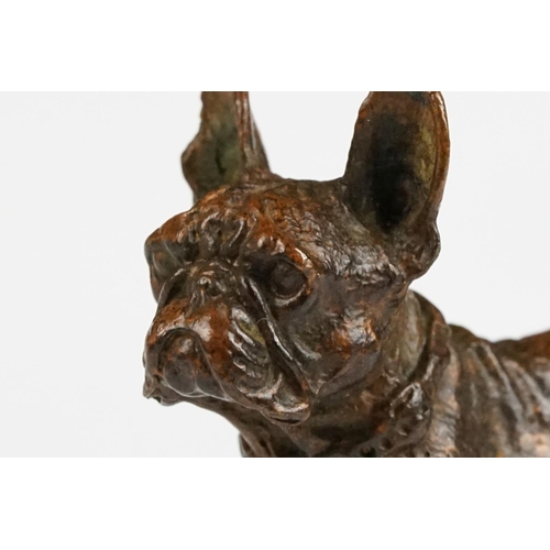 221 - An ornamental bronze figure of a French bulldog, stands approx 6cm in height.