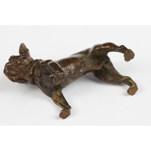 221 - An ornamental bronze figure of a French bulldog, stands approx 6cm in height.