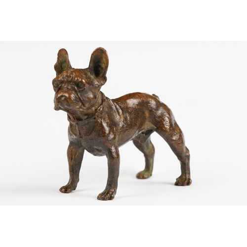 221 - An ornamental bronze figure of a French bulldog, stands approx 6cm in height.