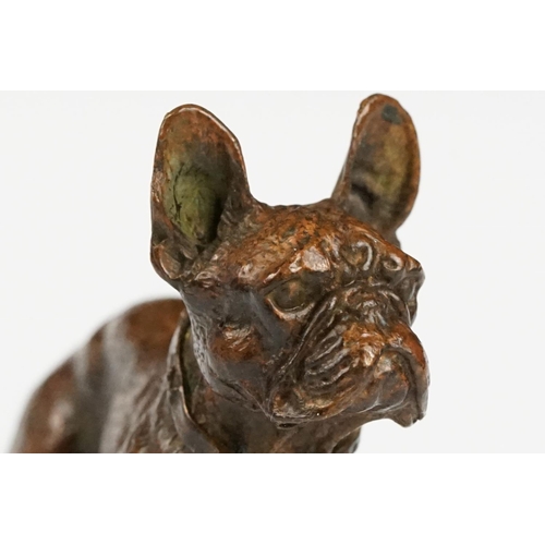 221 - An ornamental bronze figure of a French bulldog, stands approx 6cm in height.