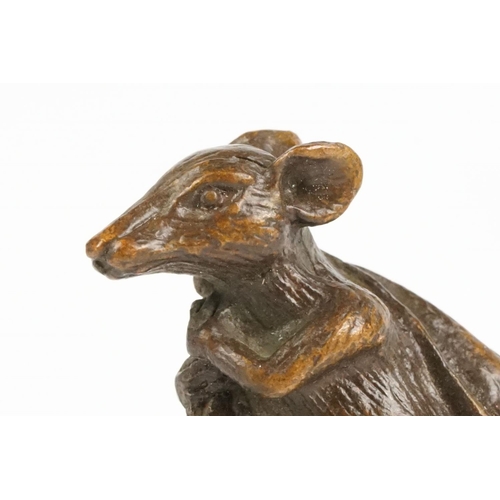 219 - An ornamental Solid bronze lucky fortune rat with bag.