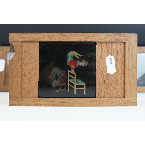 291 - A group of three 'Circus Performer' magic lantern slides together with a kaleidoscope example.