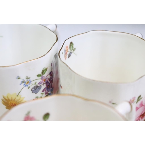 58 - Royal Crown Derby 'Posies' pattern floral coffee set to include coffee pot & cover, 6 coffee cups & ... 