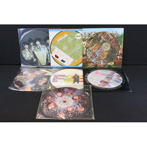 485 - Vinyl - 7 The Beatles & related 12” picture discs to include Abbey Road, The British Are Coming (Sea... 