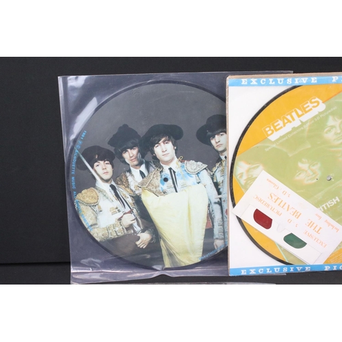 485 - Vinyl - 7 The Beatles & related 12” picture discs to include Abbey Road, The British Are Coming (Sea... 