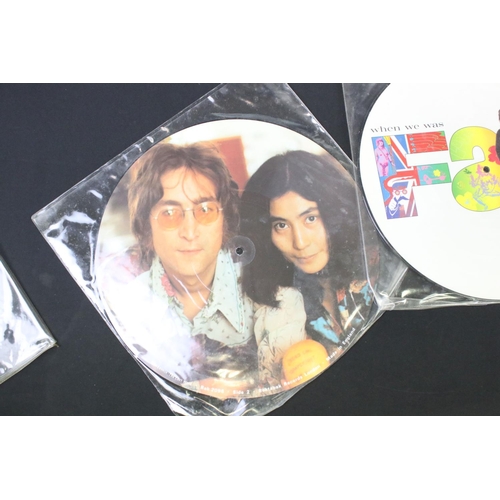 485 - Vinyl - 7 The Beatles & related 12” picture discs to include Abbey Road, The British Are Coming (Sea... 