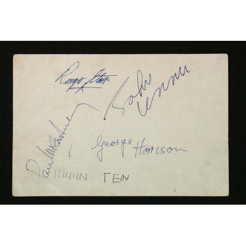 923 - Memorabilia - Full set of The Beatles autographs clearly signed to rear of a promotional postcard ci... 