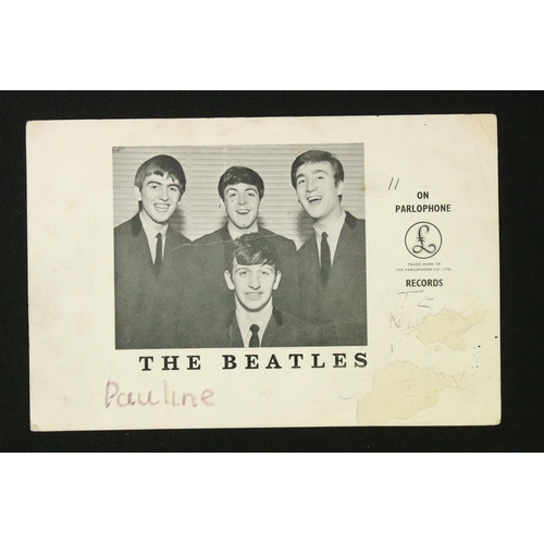 923 - Memorabilia - Full set of The Beatles autographs clearly signed to rear of a promotional postcard ci... 