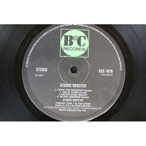 137 - Vinyl - 3 Atomic Rooster LPs to include Self Titled (CAS 1010) original pressing with large B&C logo... 