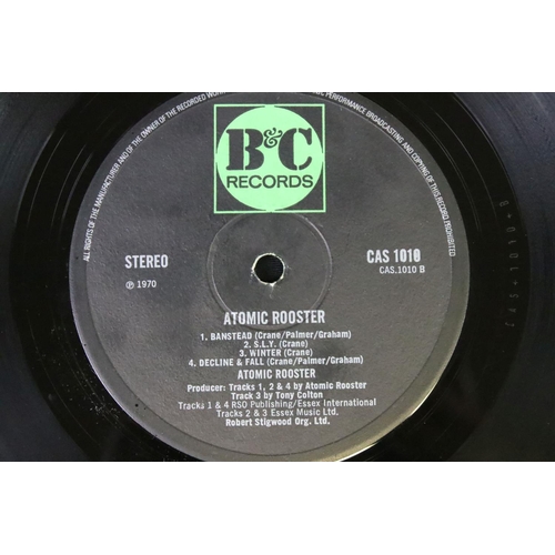 137 - Vinyl - 3 Atomic Rooster LPs to include Self Titled (CAS 1010) original pressing with large B&C logo... 