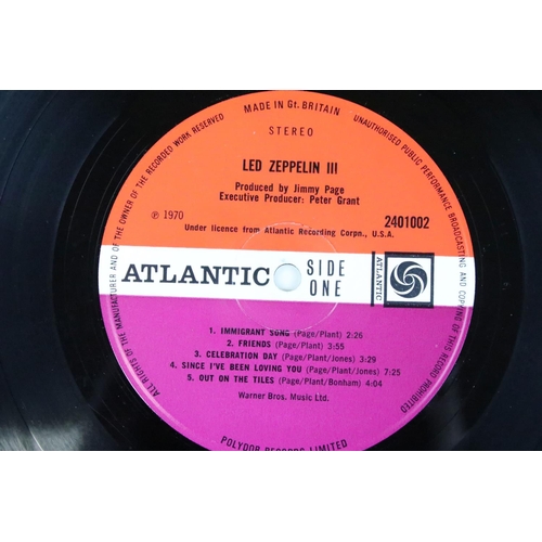 616 - Vinyl - 2 Led Zeppelin UK pressing LPs to include III (2401002 on label 240 1002 on sleeve), plum At... 