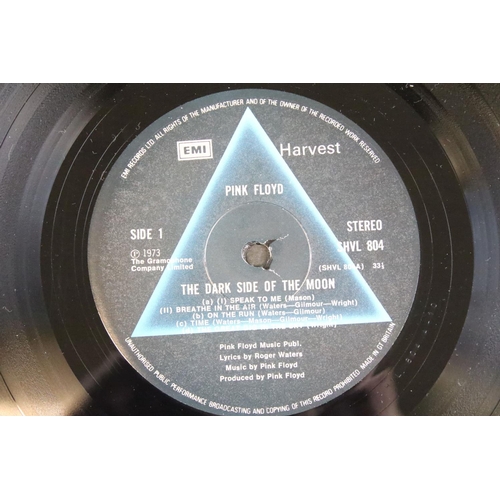 473 - Vinyl - Pink Floyd Dark Side Of The Moon (SHVL 804).  Gatefold sleeve, black inner, 2 posters, 2 pos... 