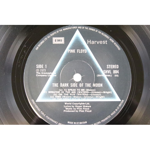 478 - Vinyl - Pink Floyd Dark Side Of The Moon (SHVL 804).  Gatefold sleeve, white inner, 2 posters, 2 pos... 