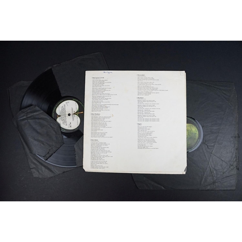 4 - Vinyl - The Beatles White Album PMC 7067, No. 0037763.  Top loader, tatty inners, no photos, poster ... 