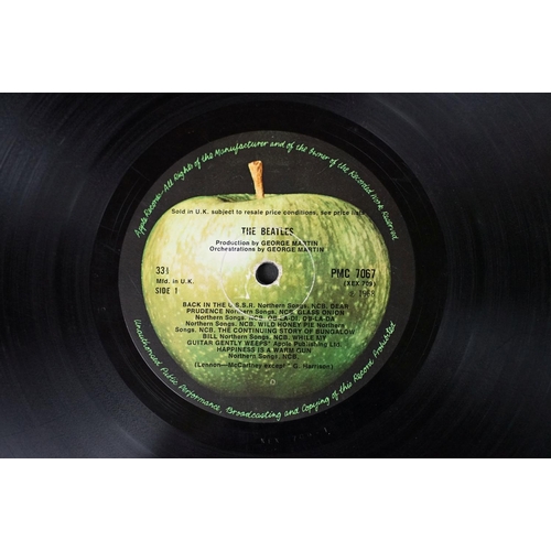 4 - Vinyl - The Beatles White Album PMC 7067, No. 0037763.  Top loader, tatty inners, no photos, poster ... 