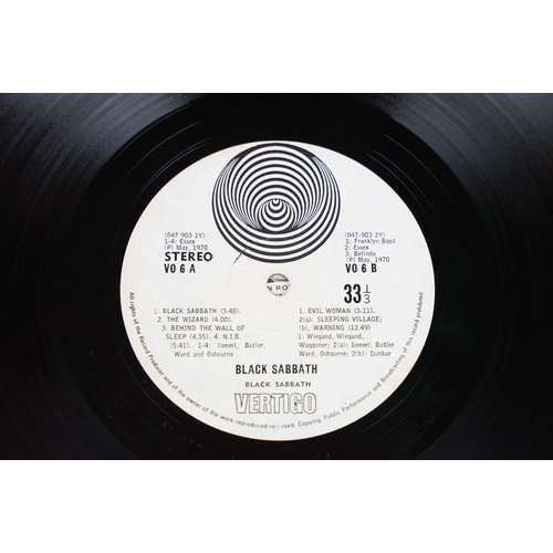 561 - Vinyl - Black Sabbath self titled on Vertigo (V06).  South African pressing, large swirl label, non-... 