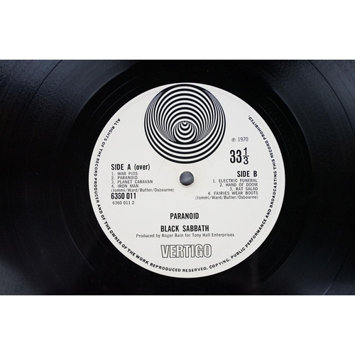 572 - Vinyl - Black Sabbath Paranoid on Vertigo 6360 011.  Large swirl label, no Jim Simpson credit, non-l... 