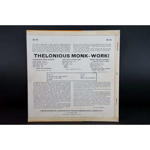 88 - Vinyl - Jazz - Thelonious Monk / Sonny Rollins ‎Work! on Esquire Records 32-115.  Original UK 1959 1... 