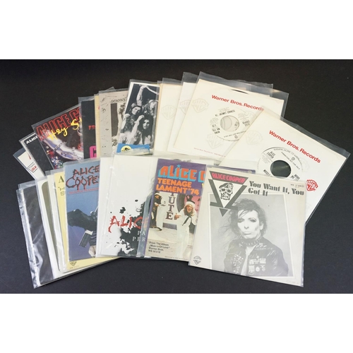 251 - Vinyl / Autograph - 49 Alice Cooper 7” singles including many demos promos, foreign pressings, pictu... 