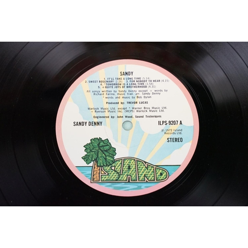 604 - Vinyl - 3 Sandy Denny LPs to include Sandy (ILPS 9207) pink rim Island label, The North Star Grassma... 