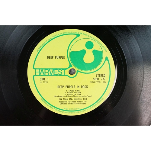 807 - Vinyl - Deep Purple In Rock on Harvest (SHVL 777) no EMI to label, A2/B1 matrices, Harvest advertisi... 