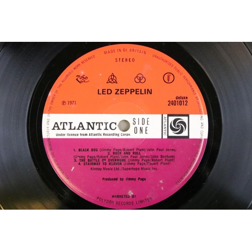 822 - Vinyl - Led Zeppelin IV Four Symbols (2401012) Plum Atlantic labels, Hop to label and inner, inner h... 