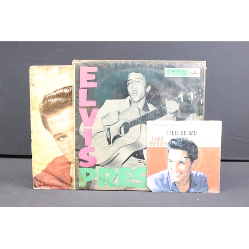 825 - Vinyl - 2 Elvis LPs and 1 7