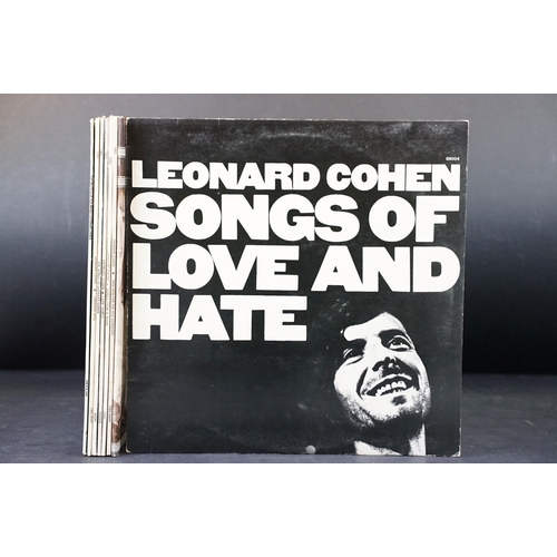 835 - Vinyl - 8 Leonard Cohen LPs to include Songs Of Love And Hate, Death Of A Ladies Man, New Skin For O... 