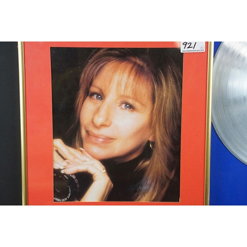 921 - Memorabilia - Two framed Barbara Streisand items to include colour photo with signed card and BPI pr... 