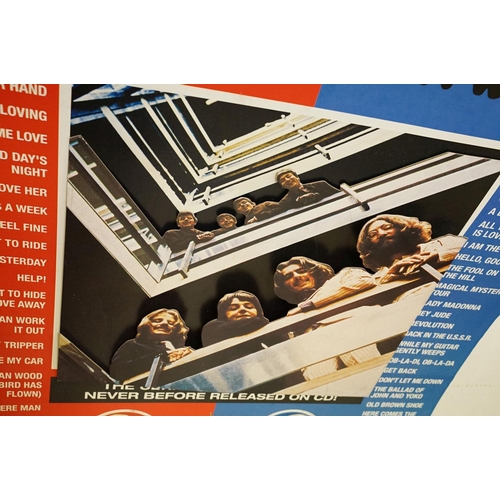 927 - Memorabilia - The Beatles large card point of sale shop display advertising the release of 1962-1966... 