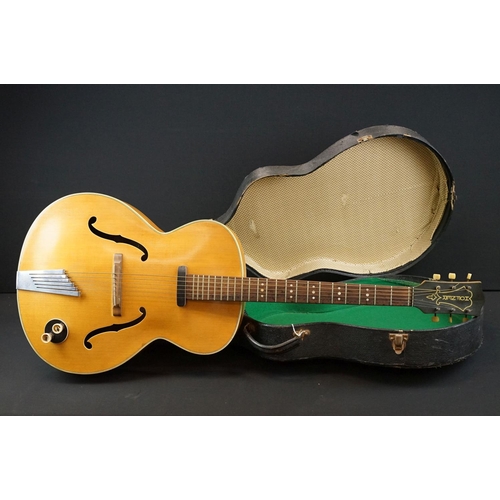 948 - Guitar - A Hofner Senator guitar in blonde finish.  Comes with vintage hard case.`