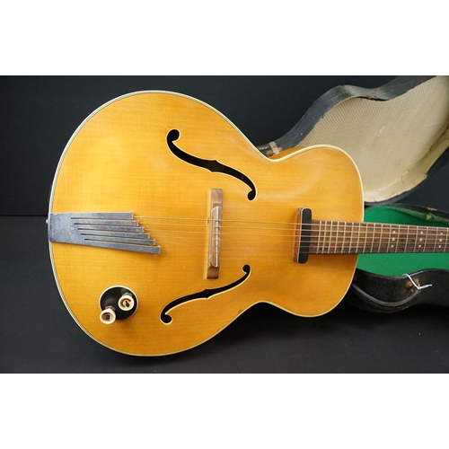 948 - Guitar - A Hofner Senator guitar in blonde finish.  Comes with vintage hard case.`