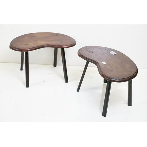 608 - Pair of Kidney Shaped Mahogany Stools, 41cm long x 27cm