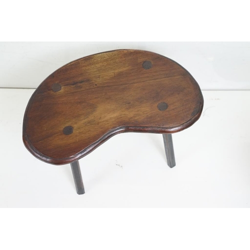 608 - Pair of Kidney Shaped Mahogany Stools, 41cm long x 27cm