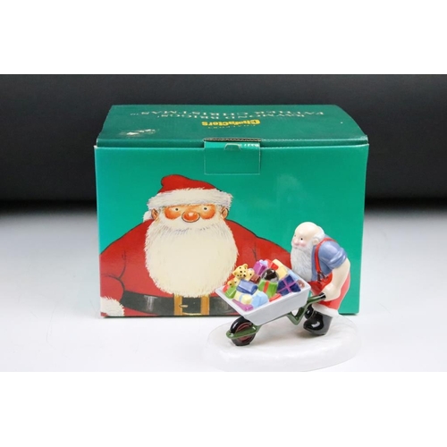 116 - Three Coalport Characters Father Christmas figurines - Raymond Briggs' Line Dancing 0659, All Home M... 