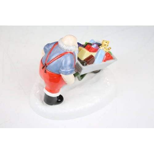 116 - Three Coalport Characters Father Christmas figurines - Raymond Briggs' Line Dancing 0659, All Home M... 