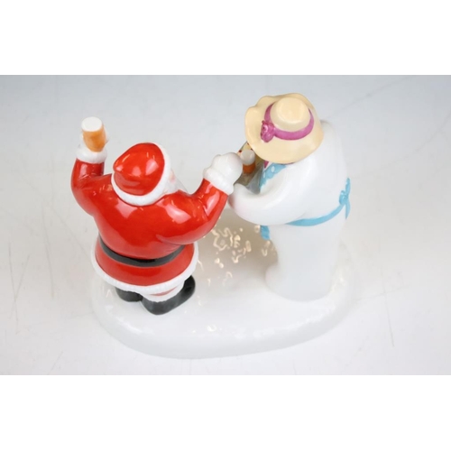 116 - Three Coalport Characters Father Christmas figurines - Raymond Briggs' Line Dancing 0659, All Home M... 