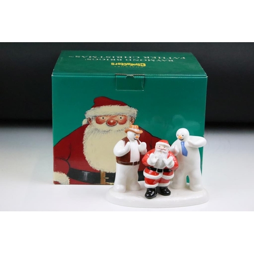 116 - Three Coalport Characters Father Christmas figurines - Raymond Briggs' Line Dancing 0659, All Home M... 