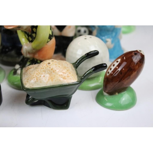 118 - Collection of 35 HP CC novelty ceramic salt and pepper shakers in the form of assorted figures inclu... 