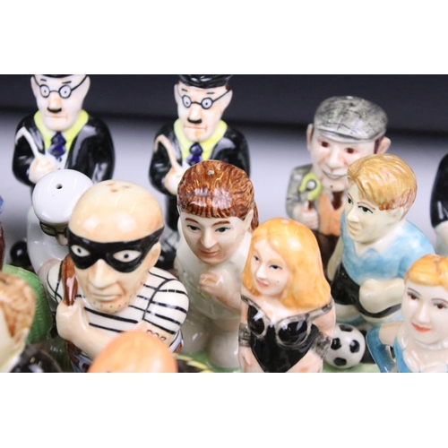 118 - Collection of 35 HP CC novelty ceramic salt and pepper shakers in the form of assorted figures inclu... 