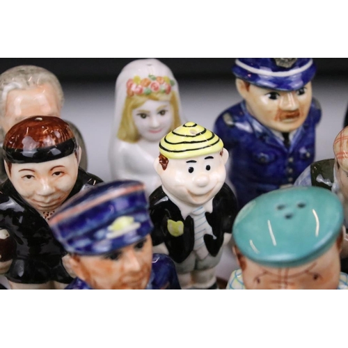 118 - Collection of 35 HP CC novelty ceramic salt and pepper shakers in the form of assorted figures inclu... 