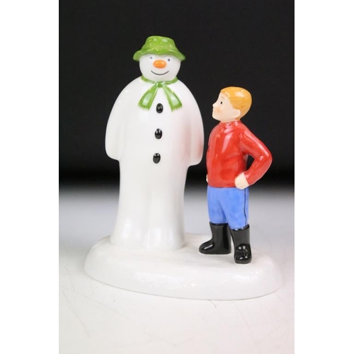 126 - Four Coalport Characters 'The Snowman' figurines to include; All My Own Work, Dancing with Teddy, Hi... 