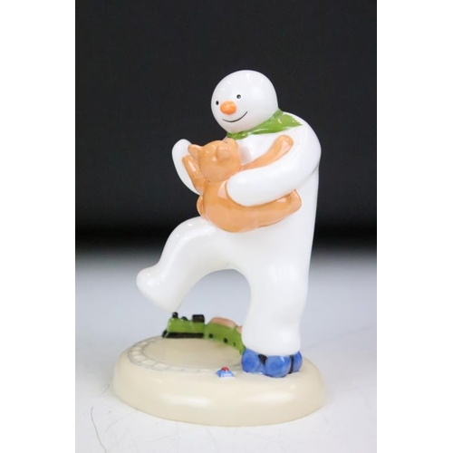 126 - Four Coalport Characters 'The Snowman' figurines to include; All My Own Work, Dancing with Teddy, Hi... 