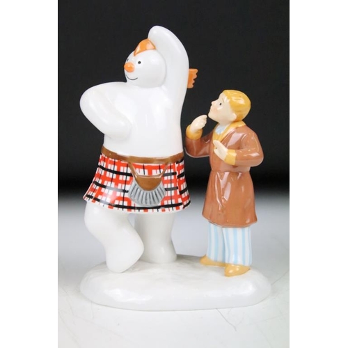 126 - Four Coalport Characters 'The Snowman' figurines to include; All My Own Work, Dancing with Teddy, Hi... 