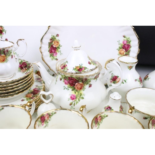 133 - Royal Albert Old Country Roses part tea service. The lot to include tea pot, six teacups, six saucer... 