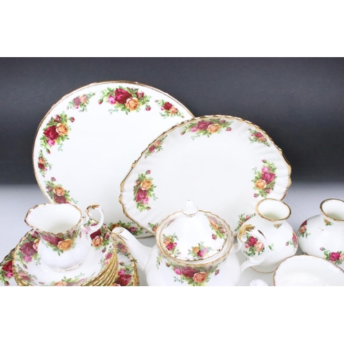 133 - Royal Albert Old Country Roses part tea service. The lot to include tea pot, six teacups, six saucer... 