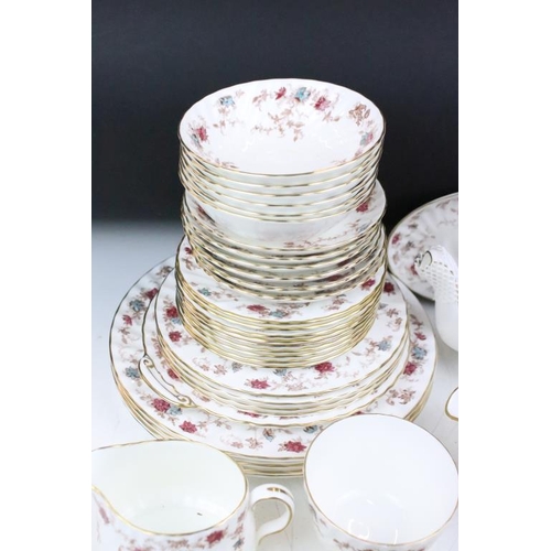 134 - Minton Ancestral tea service comprising 12 cups and saucers, 12 side plates, 8 larger plates, 8 larg... 