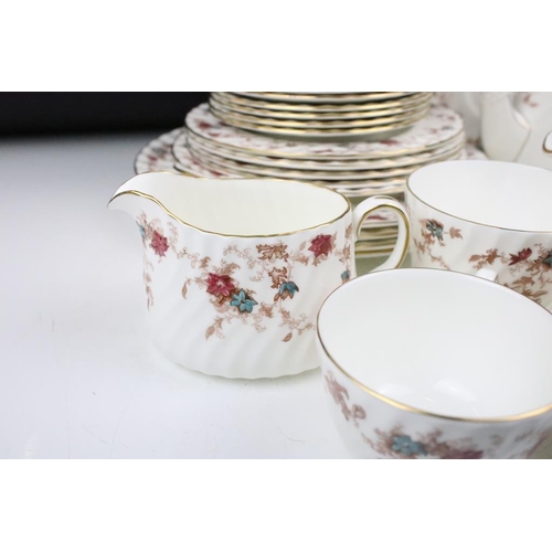 134 - Minton Ancestral tea service comprising 12 cups and saucers, 12 side plates, 8 larger plates, 8 larg... 